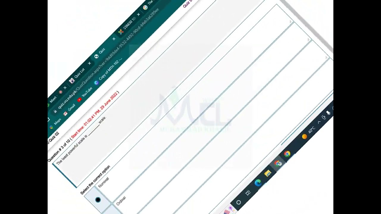 Sta630 Quiz No.2 Solution Spring 2022 Correct Solution ||MCL With Muhammad Khalil||