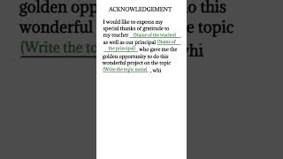 how to write acknowledgement for school project | how to write acknowledgement in project file #2