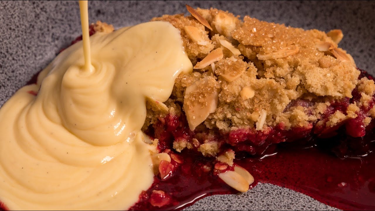 Fruit Crumble and Custard - A Traditional English Dessert