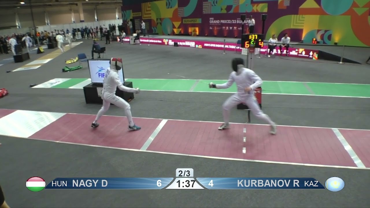 2023 112 T32 13 M E Individual Budapest HUN GP RED KURBANOV KAZ vs NAGY HUN