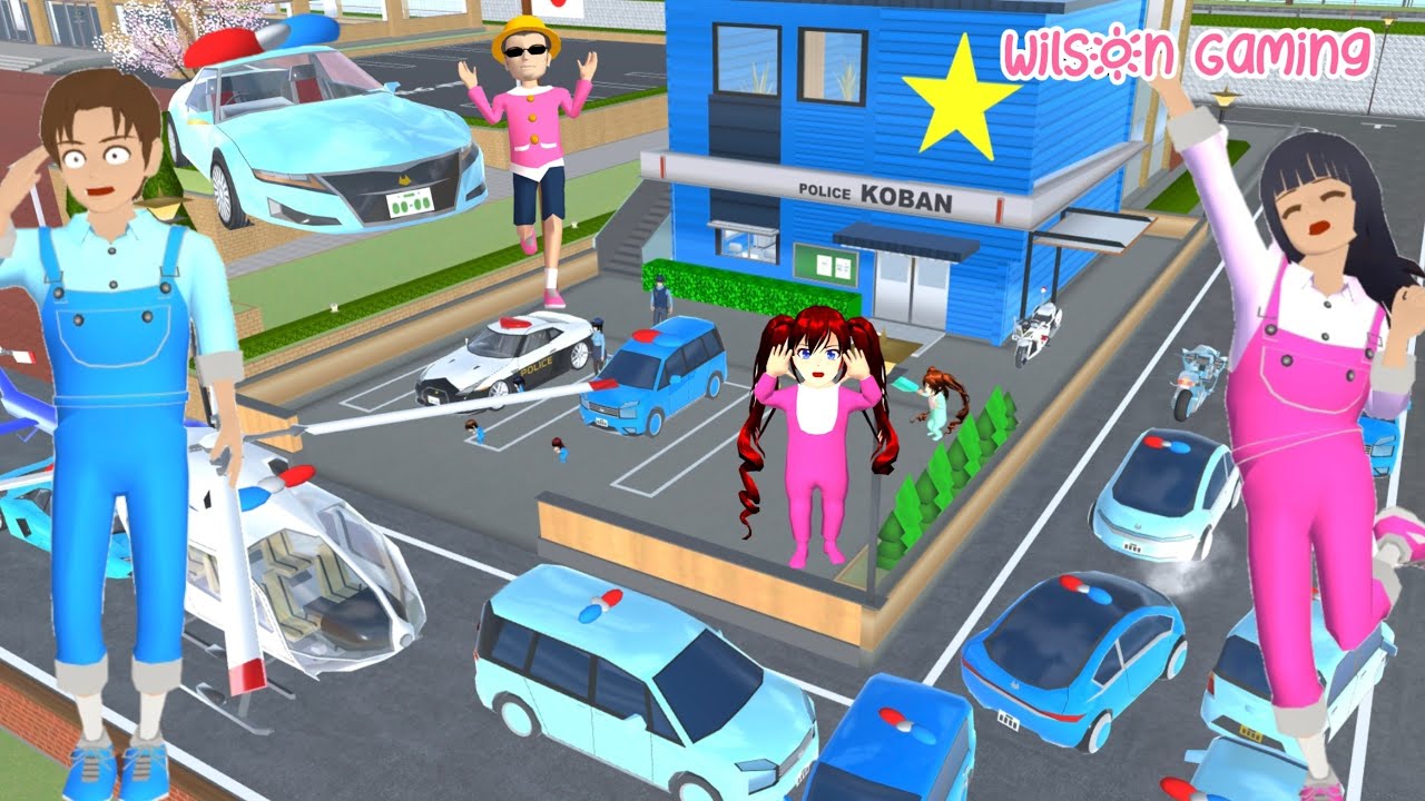 Yuta Bayi Titan Kumpul Mobil Lamborghini Biru Ubah Jadi Mobil Polisi | Sakura School | Wilson Gaming