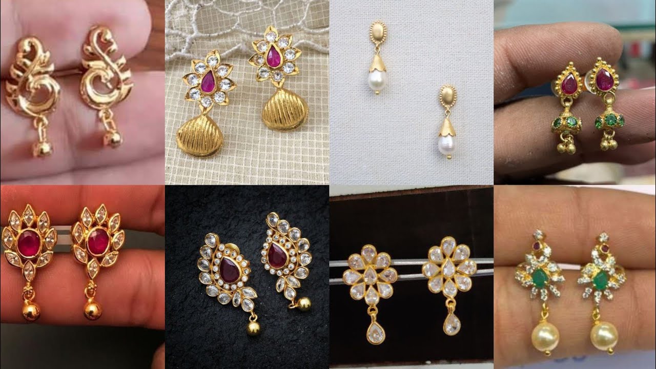 Under 2GM Gold Earrings Designs || 2 ग्राम में रोजाना पहनने वाले सोने की Earrings  Designs With Price - YouTube