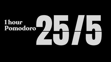 Pomodoro 25/5 🍅✨- 1 Hour(no music)(bell ring) Black and White Timer
