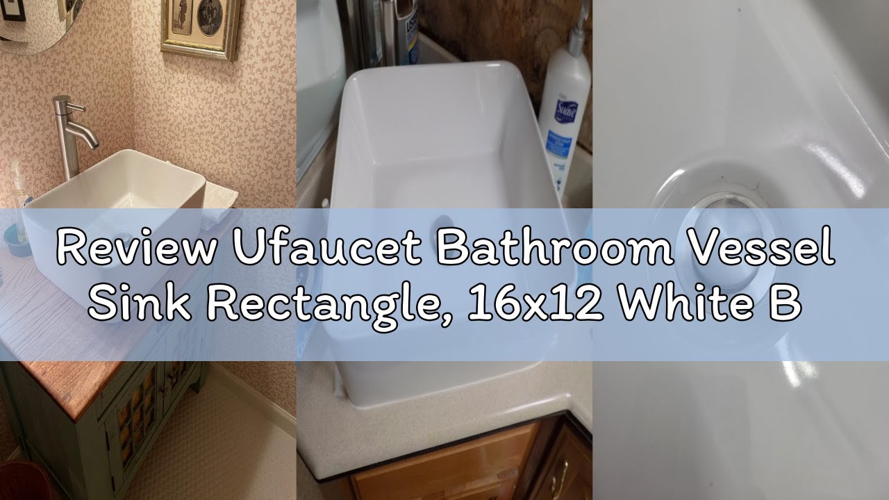 Review Ufaucet Bathroom Vessel Sink Rectangle, 16x12 White Bathroom Ceramic Vessel Sink Above Counte