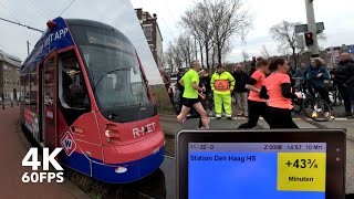 Running event causes BIG DELAYS | 🚊 HTM Line 11 | 🇳🇱 The Hague | 4K Tram Cabview | Siemens Avenio