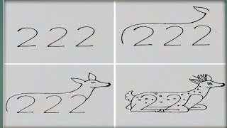 222 Number Se Deer Drawing | Easy Animal Drawing From Numbers | Step By Step