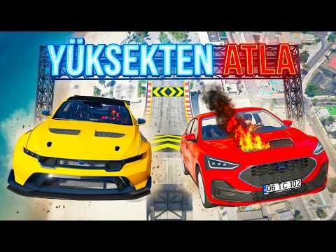 Eski ve Yeni Ford Arabalar Yüksekten Atlamalı Sağlamlık Parkurunda | GTA 5 MODS