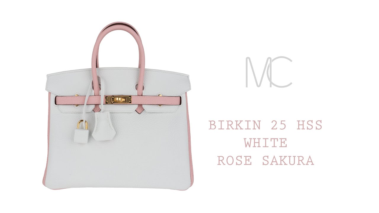 Hermès 25cm Birkin Rose Sakura/White Clemence Gold Hardware