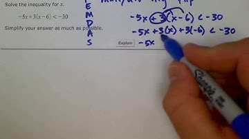 ALEKS: Solving a linear inequality with multiple occurrences of the variable (MC)