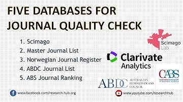 Journal Quality Check | Scimago, Master Journal List, Norwegian Register, ABDC List,  ABS Ranking
