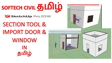 sketchup section tool and import doos,windows and chair tutorial in tamil