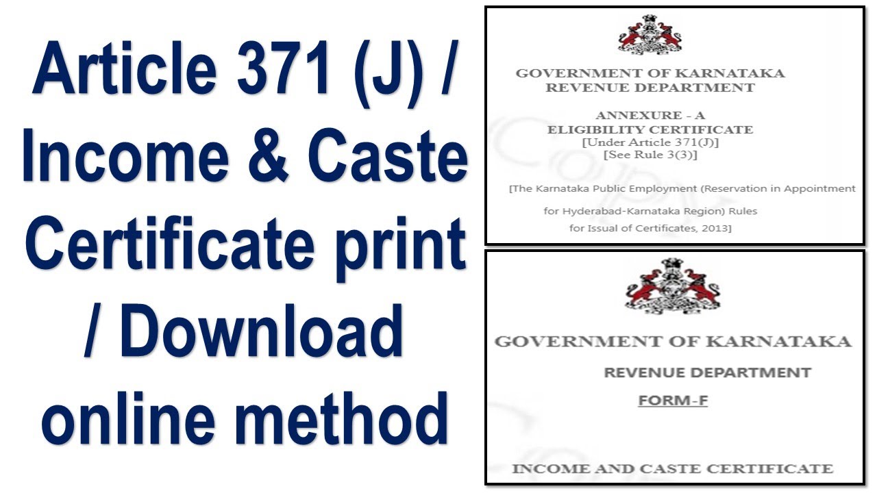 Article 371 J And Income Caste Residence Certificate Print Article 371 J And Income Caste Residence Certificate Print