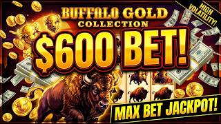 💵CRAZY JACKPOTS HIGH-LIMIT with $600 Bet at Buffalo Gold Slot!! screenshot 4