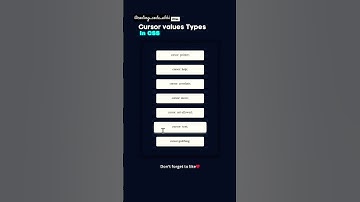 CSS Cursor Type 🚀🚀🚀🚀🚀.        #css #htmlcss #html5css3 #csstips #animation #programmer #csstrick