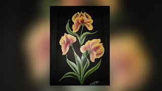 How to paint Parrot Tulips |Simple and easy Painting |One stroke painting Tulips tutorial|