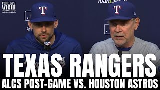 Bruce Bochy \& Nathan Eovaldi React to Texas Rangers Taking a 2-0 ALCS Lead vs. Houston Astros