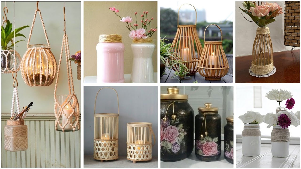 أفكار 💡عندك برطمانات اصنعي ديكورات ومنظمات #قنينات زجاج# recyclage des pots#diy #craft #deco #ideas