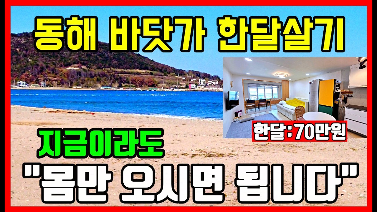 동해 바닷가 한달살기 | 해수욕장 바로 앞 매력적인 바닷가 주택!  한달임대 한달살기 몸만 오세요! #착한부동산