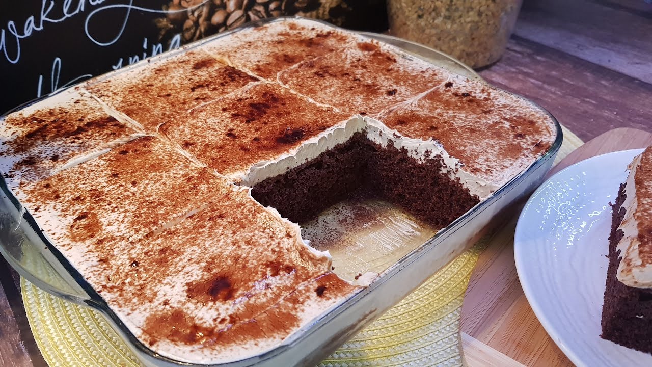 كيكة القهوه بالشوكلاتة مع كريمة القهوه الغنيه