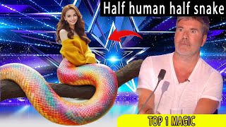Magician turns Half Human Half Snake, making the judges very Shock | America's Got Talent 2024