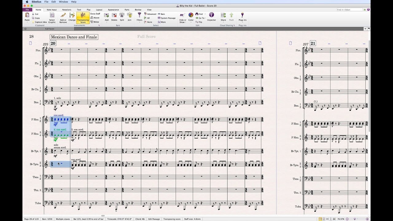 Solo staves for playback in Sibelius