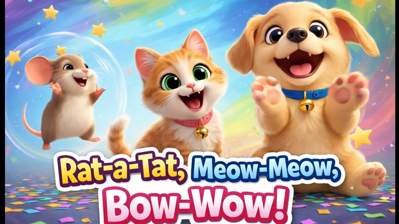 🎶🐭🐱🐶 Rat-a-Tat, Meow-Meow, Bow-Wow! | Funny Animal Song 🐭🐱🐶 