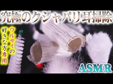 【ASMR】超カサカサパリパリ刺激的な耳かきの音♡和紙風クラフト紙の耳穴を・梵天・巨大フワフワ綿棒・巨大ドリルブラシでうるさいけど鼓膜が幸せになる耳掃除【音好き】はさみチョキチョキおまけ付♪