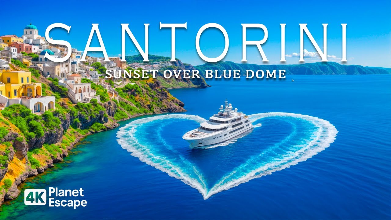Санторини 4K — откройте для себя потрясающую кальдеру и знаменитые Голубые купола под музыку в стиле