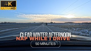 Clear Winter Afternoon drive in Canada  50 minutes  Nap While I Drive