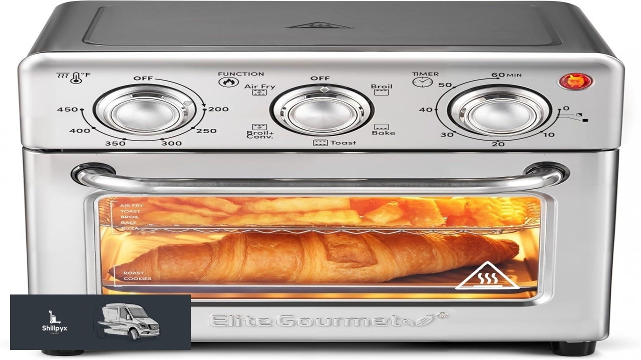 Elite Gourmet EAF0852SS 8.5Qt. Capacity Air Fryer Oven Air Fry Broil Toast