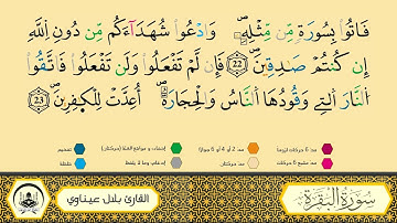 سورة البقرة من الآية 19-24 ورش بقصر البدل 🔹 مصحف معلم 🔸 القارىء الشيخ بلال عيناوي
