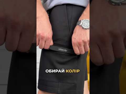 Шорти чоловічі карго трикотажні короткі повсякденні бриджі line чорні, видео 1