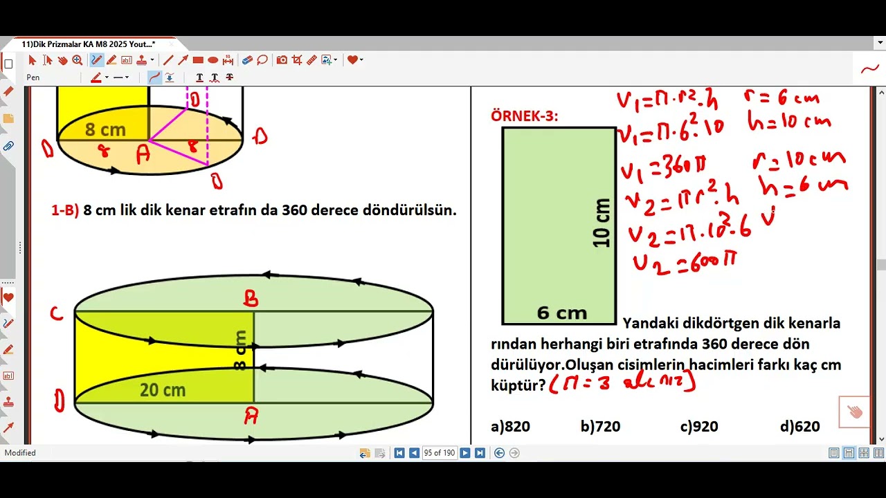 6-)M8 Geometrik Cisimler (Dönme sonucu oluşan dik silindir ve hacmi) 56