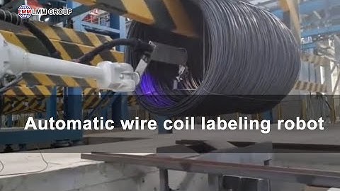 Automatic wire coil labeling robot