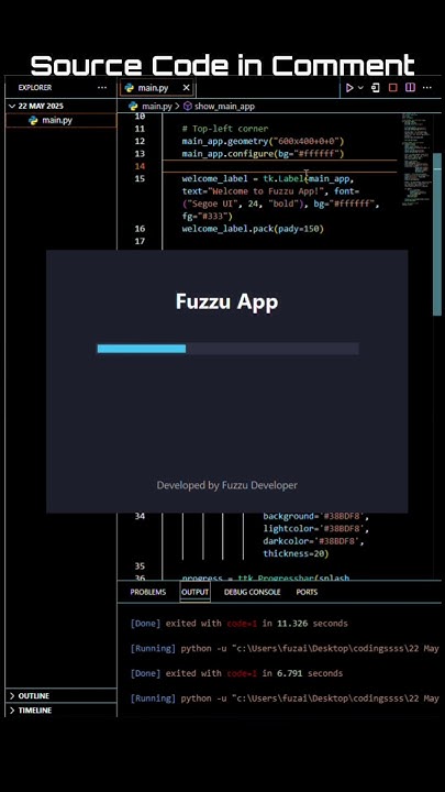 Fuzzu App: Splash Screen to Main GUI in Python! 🚀🔥 #PythonGUI # ...