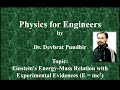 Einstein's Energy-Mass Relation with Experimental Evidences