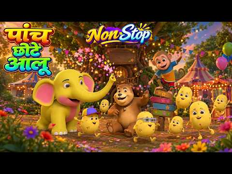 पांच छोटे आलू | Best Hindi Rhymes | Paanch Chhote Aloo | Non-Stop Kids Collection