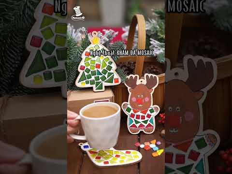 Hướng dẫn làm lót ly khảm đá mosaic chủ đề giáng sinh_Chrismas mosaic tutorial video