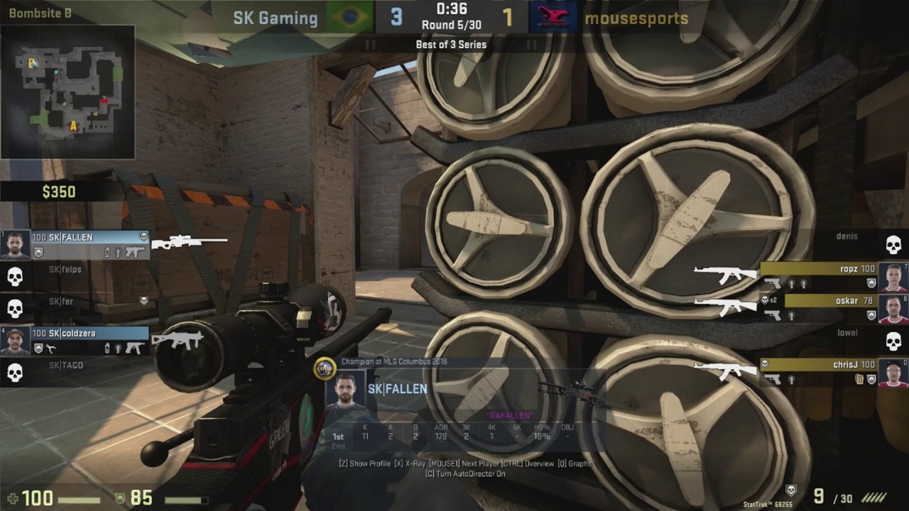 SK Fallen AWP 1v3 Clutch 4K vs Mousesports [ ESL PRO LEAGUE FINALS ]