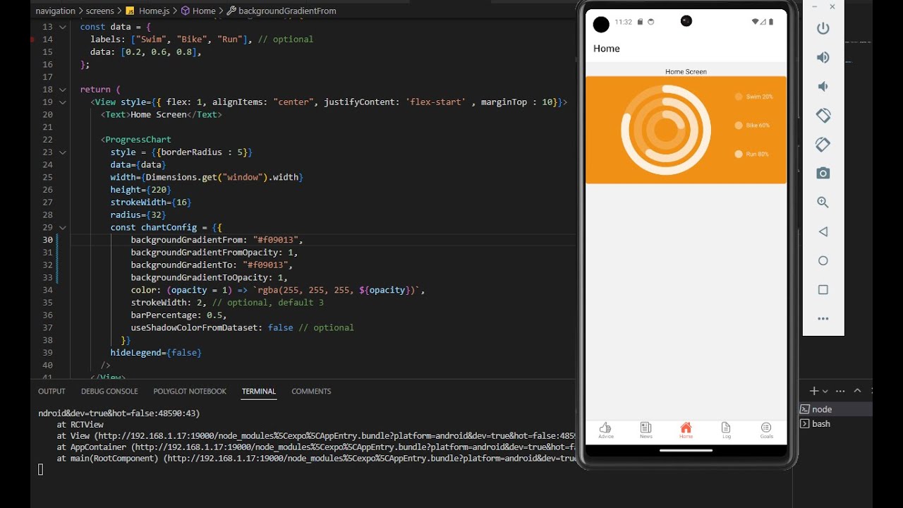 React Native Data Visualization | Progress Ring, Stacked graph, Pie ...