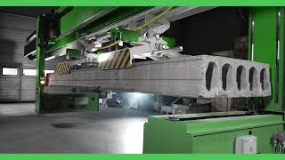 Precast hollow core slab production: Automatic water hole drilling with Elematic drillbeam E9