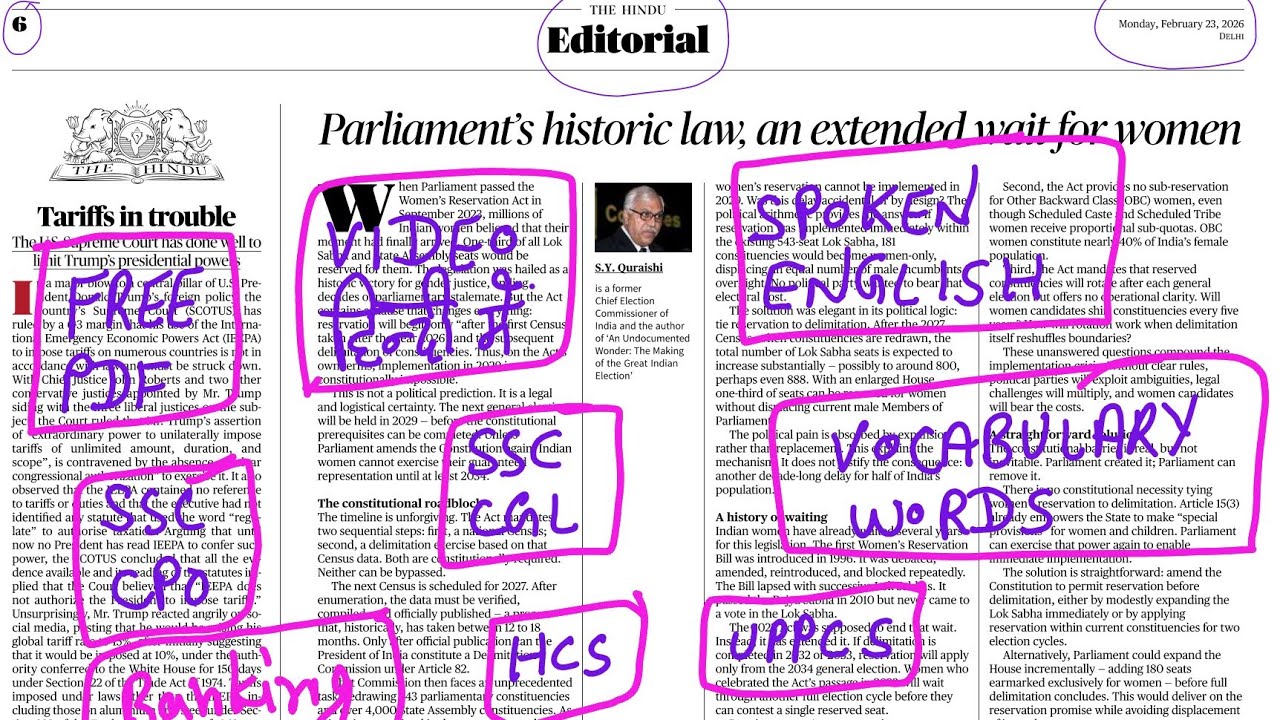 23 February 2026 | The Hindu newspaper analysis today | today newspaper video