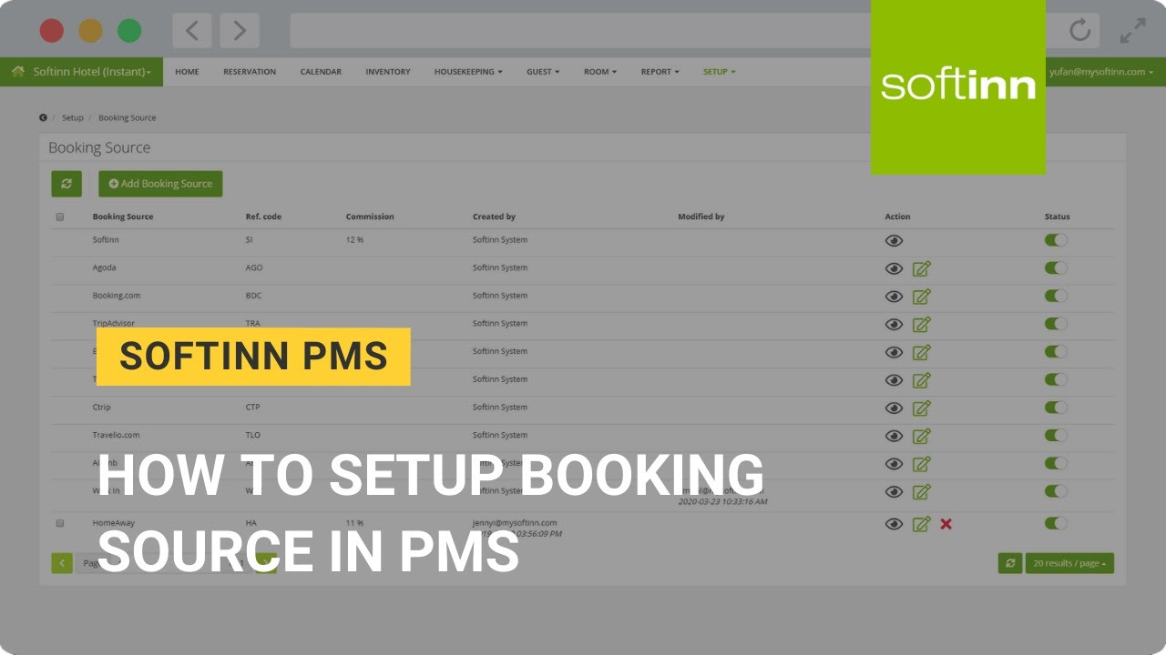 [OBSOLETE] How to Setup Booking Source in Softinn PMS - YouTube