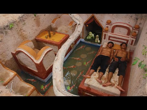 Build a Hidden Jungle Dog House Inside an Underground And Pond Fish