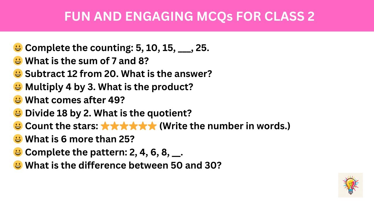 Fun and Engaging Math MCQs for 2nd Grade Students | Improve Counting ...