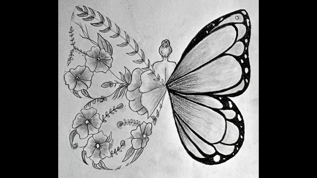 How to draw a girl with butterfly wings | A girl with wings🦋 