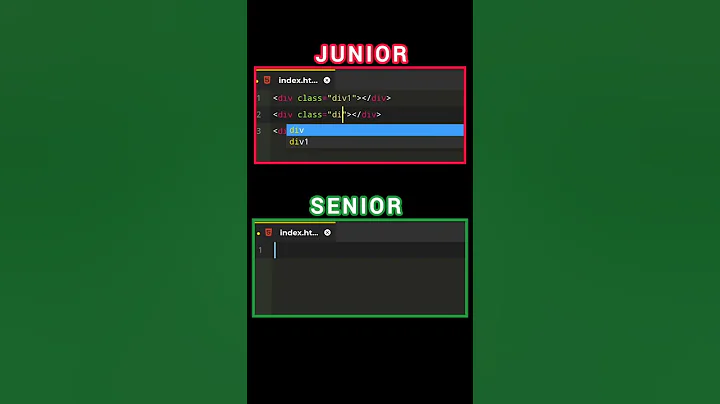 Junior Developer vs Senior Developer. #programming #coding #html #css #javascript #dsa #webdeveloper