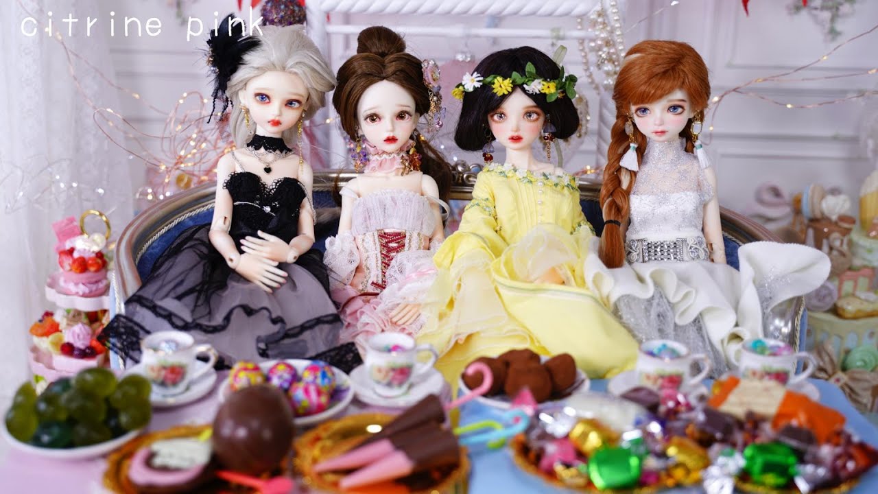 PRINCESS Dress Up & CHOCOLATE PARTY Elsa Anna Belle Snow White BJD DOLL