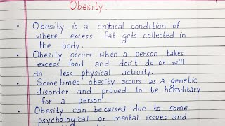 Write a short essay on Obesity | 10 lines on Obesity | Essay Writing | English