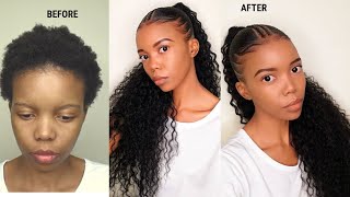 SLEEK PONYTAIL ON SHORT NATURAL HAIR| 4C HAIR | NO HEAT| South African Youtuber